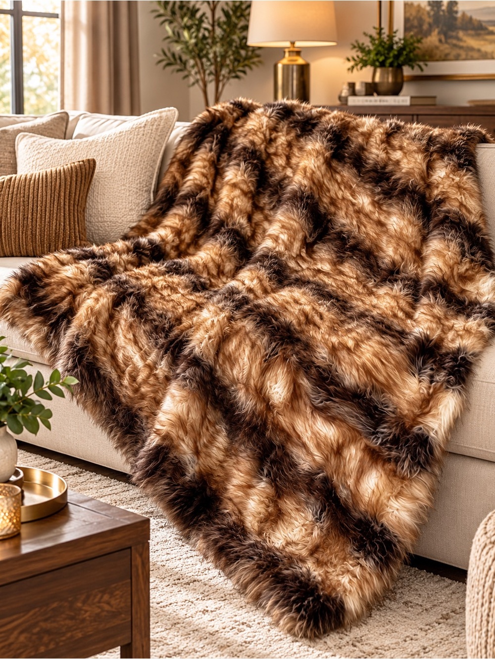 Donna Salyers Fabulous Furs Faux Fur Throw Blanket 58x70